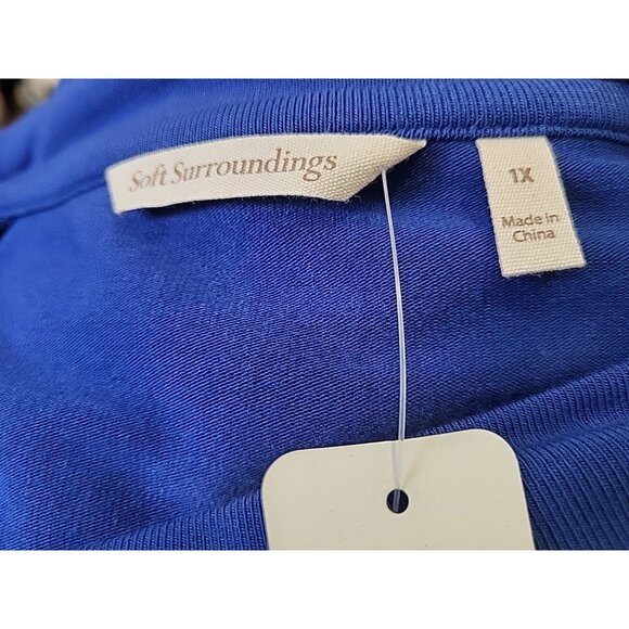 Soft Surroundings Madeline Tunic Long Sleeve Asymmetrical Hem V-Neck Blue 1X NWT - Picture 10 of 10
